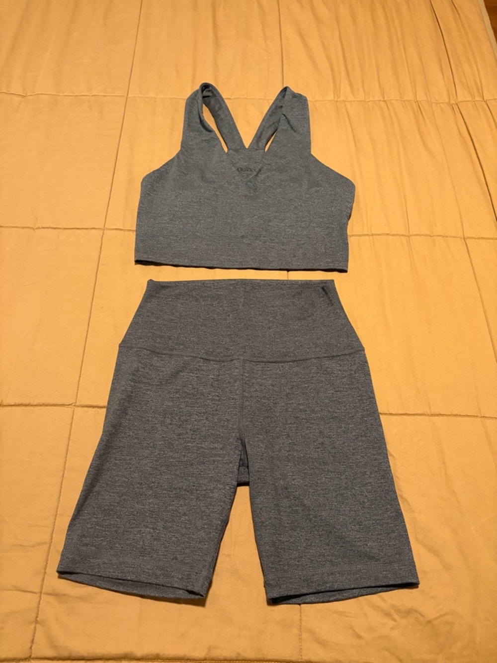 Quince Ultra-soft Bike Short 7” & V-neck Cropped Tank, Size S